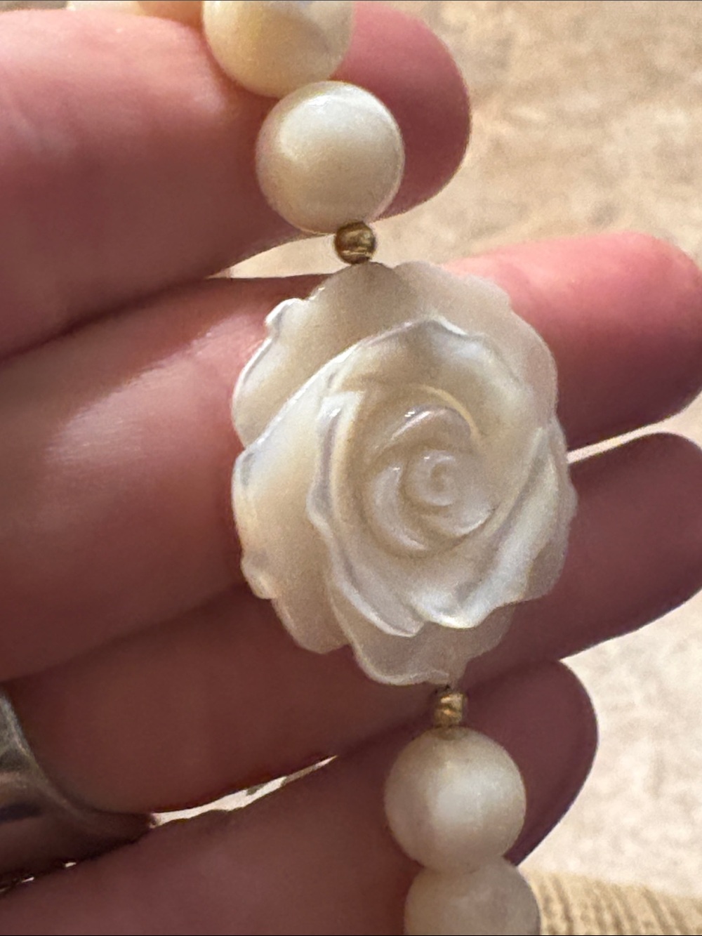 Vintage White Jade Rose Bracelet- Women Jewelry - Picture 6 of 10